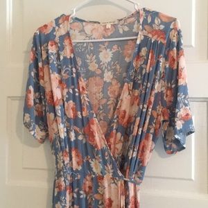 Light blue floral midi dress/duster